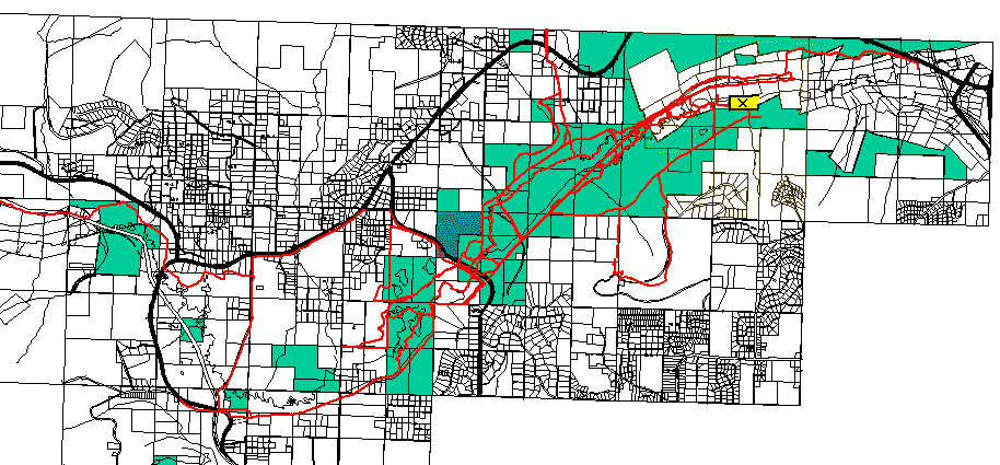 Public lands are shaded in green